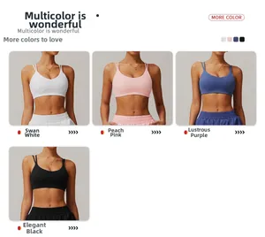Détail de la brassière de yoga à col en U avec fines bretelles et large bande de maintien