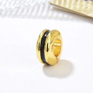 18k gold plated copper beads with black enamel spacer for DIY jewelry making