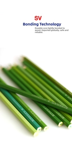 Detail of green oily color pencils featuring SV bonding technology and basswood barrels