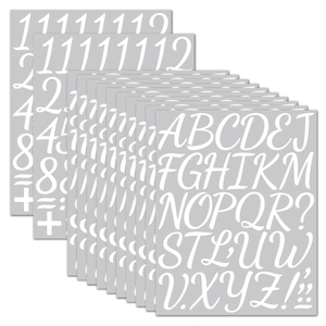 Detail shot of 2-inch waterproof vinyl letter and number stickers for posters and journals