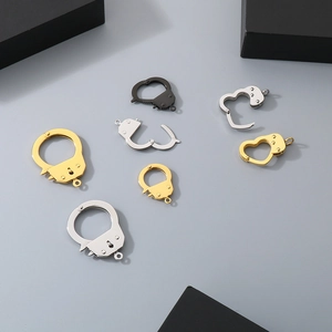 DIY stainless steel handcuffs charms in gold silver and black finishes for jewelry
