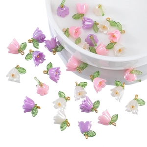 DIY Lily of the Valley pearl flower charms for jewelry in pink, purple and white