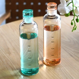 Borosilicate Glass Water Bottle With Time Marker Leakproof Gradient Portable Hydration Tracker For Office Travel Gym
