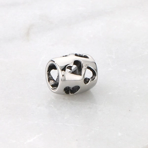 Perle d'espacement colonne coeur creux en acier inoxydable pour création bijoux