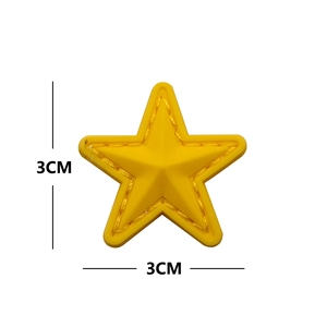 Yellow 3cm star-shaped decorative PVC patch patch with smooth matte finish for clothing