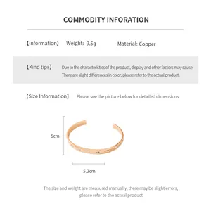 Size chart showing 6x5.2cm dimensions for this vintage pleated 18K gold plated copper cuff