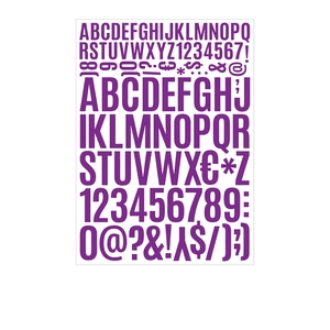 Detail view of D11 purple vinyl waterproof letter and number stickers for mailboxes