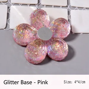 Pink plum flower shaped magnetic nail art stand with glitter sequins for practice