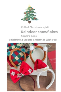 Détails de serre-têtes de Noël en peluche avec bois de renne et nœuds festifs colorés