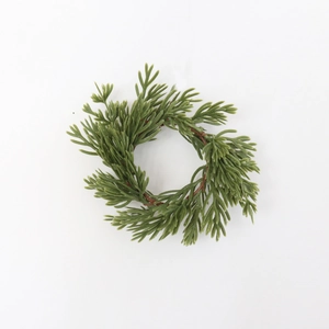 Mini Christmas pine needle candle ring with green PE soft glue foliage for table decor