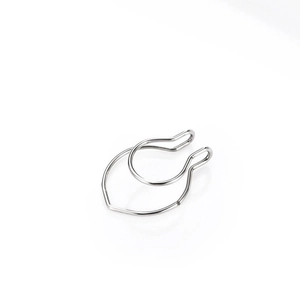Minimalist double-layered silver heart U-shaped non-piercing nose ring in stainless steel