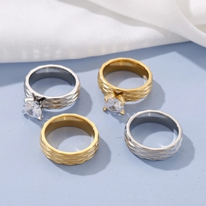 Titanium steel couple rings set with honeycomb texture and round cut solitaire diamonds