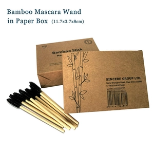 Bamboo disposable mascara wands set of 100 pieces in eco-friendly paper packaging box