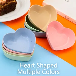 Heart Shaped Seasoning Dish Wheat Straw Eco Friendly Mini Dipping Bowl Soy Sauce Vinegar Snacks Modern Kitchen Plate