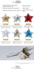Detailed size specifications for 29cm artificial Christmas velvet flower with dimensions