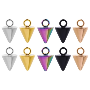 Stainless Steel Cone Pendant Mini Conical Charm DIY Jewelry Making Necklace Accessory Vacuum 18K Gold Plated Niche Style