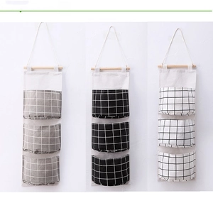 Borsa portaoggetti appendibile a 3 livelli, organizer impermeabile in lino di cotone con bastone.