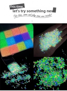 Luminous glass seed beads set in dark for DIY jewelry making with storage box