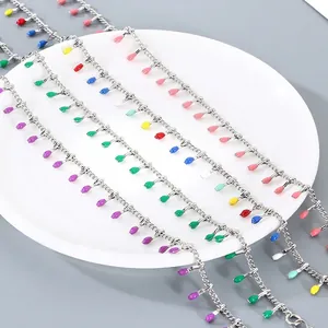 Cavigliera in acciaio inossidabile con pendenti a lampadina colorata stile boho