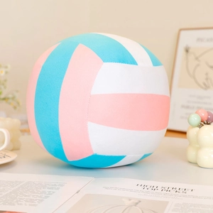 Creative plush volleyball pillow in pink and blue colors for home decor