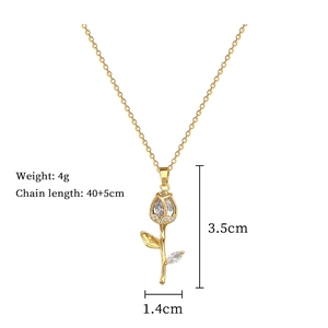 Detailed size specifications of the gold tulip pendant necklace with cubic zirconia