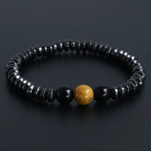 Natural Stone Beaded Bracelet Hematite Tiger Eye Agate Minimalist Trendy Jewelry For Men Women Gift