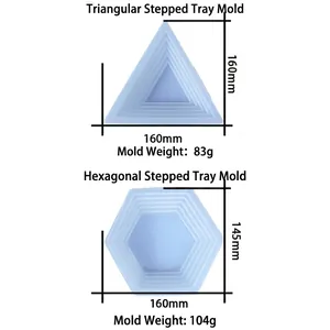 Triangle and hexagon tiered silicone resin molds for DIY tiered jewelry trays and coasters