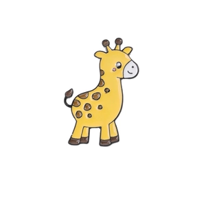 Cute cartoon yellow giraffe enamel pin badge made of polished alloy for backpacks