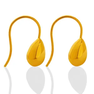 Minimalist Teardrop Hook Earrings Titanium Steel 18K Gold Plated Mirror Polish Water Drop Dangle Jewelry For Women