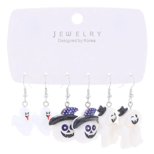 Ensemble de boucles d'oreilles Halloween avec fantôme, crâne et citrouille en résine