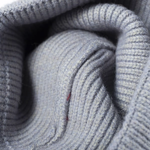 Classic grey ribbed knit beanie for men and women featuring warm thick thermal fabric