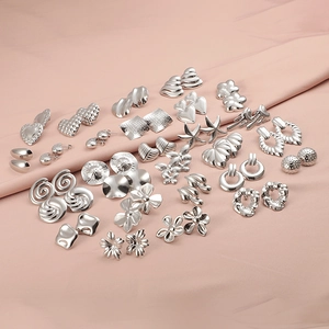 Textured Stud Earrings Stainless Steel 3D Flower Heart Star Sea Star Irregular Vintage Minimalist Jewelry For Women