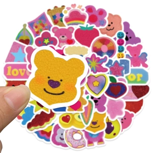 50pcs Y2K aesthetic pink girlhood stickers featuring cute bears and colorful retro icons