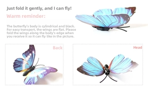 Detail view of 3D PVC butterfly wall sticker showing realistic blue gradient wing texture