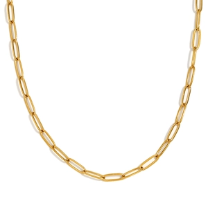 Minimalist 18K gold plated stainless steel paperclip chain necklace for women