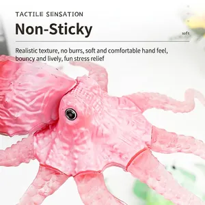Pink octopus stress toy with realistic skin texture made of soft elastic rubber material