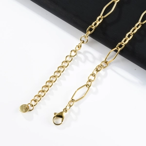 Minimalist square link gold stainless steel chain necklace with lobster clasp