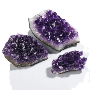 Macro detail of natural raw purple amethyst crystal clusters for wine bottle stoppers