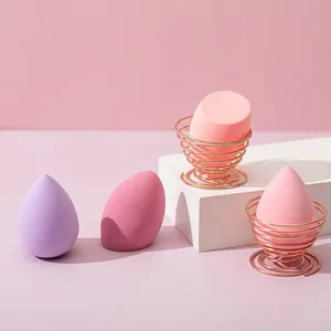 Beauty sponge set with 4 multi-colored blenders and 2 rose gold spiral metal holders