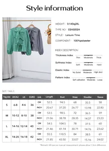 Detailed size chart for women's puff sleeve casual blouse with measurements in CM and INCH