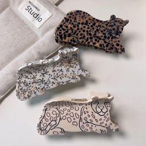 Set di 3 mollette per capelli a forma di leopardo in acetato per acconciature eleganti