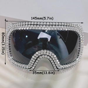 Gafas de sol punk extragrandes con diamantes de imitación y lentes negras para fiestas