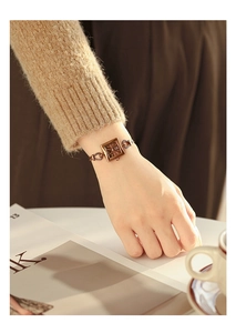 Retro square dial ladies watch with chain strap and vintage bronze metal finish