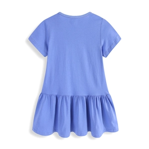Robe princesse d'été à manches courtes pour fille en bleu violet avec ourlet à volants
