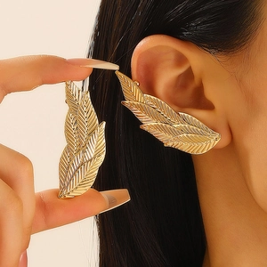 Vintage Goud IJzer Bloem Blad Oorklimmers Minimalistische Metalen Oormanchetten Voor Vrouwen Trendy Sieraden Accessoires