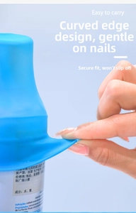 Blue stretchy silicone sleeve with easy-open edge for leakproof travel bottle protection