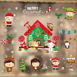 Christmas window stickers set featuring Santa, reindeer, and snowflakes for glass decoration