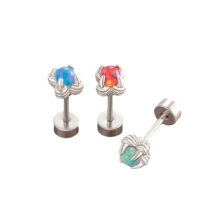 Titanium steel dragon claw stud earrings with blue, red, and green gemstones