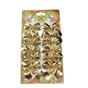 Set di 12 fiocchi di Natale floccati dorati su cartoncino per decorazioni albero