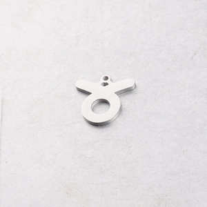 Detailed view of 15mm Taurus zodiac pendant in polished silver stainless steel